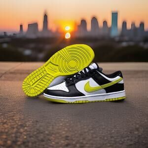 Nike Dunk Low Sz 13 Mens White Bright Cactus Black Shoes Sneakers New DV0833-110